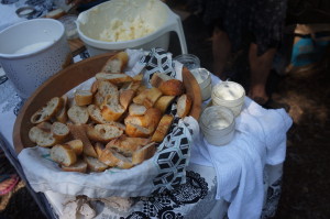 At the butter booth, volunteers hand out jars of heavy cream and ask attendees to shake them.