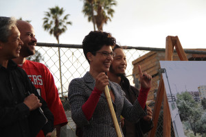 Katie Loncke was emcee for the unveiling ceremony.