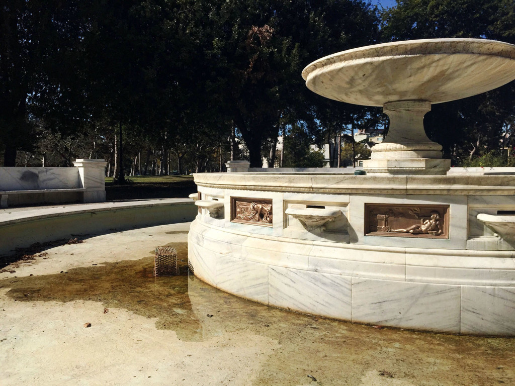 McElroy Fountain in North Oakland was almost dry this week due to drought restrictions. Photo by Brittany Murphy