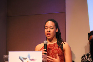 Serena Witherspoon from Berkeley City College received the Indie Award for social media. Photo by Katherine Rose.