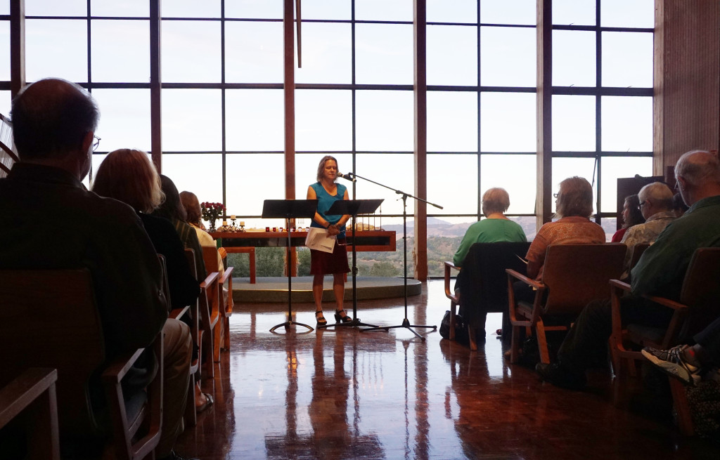 Wednesday's climate vigil began as the sun was setting at Skyline Community Church.