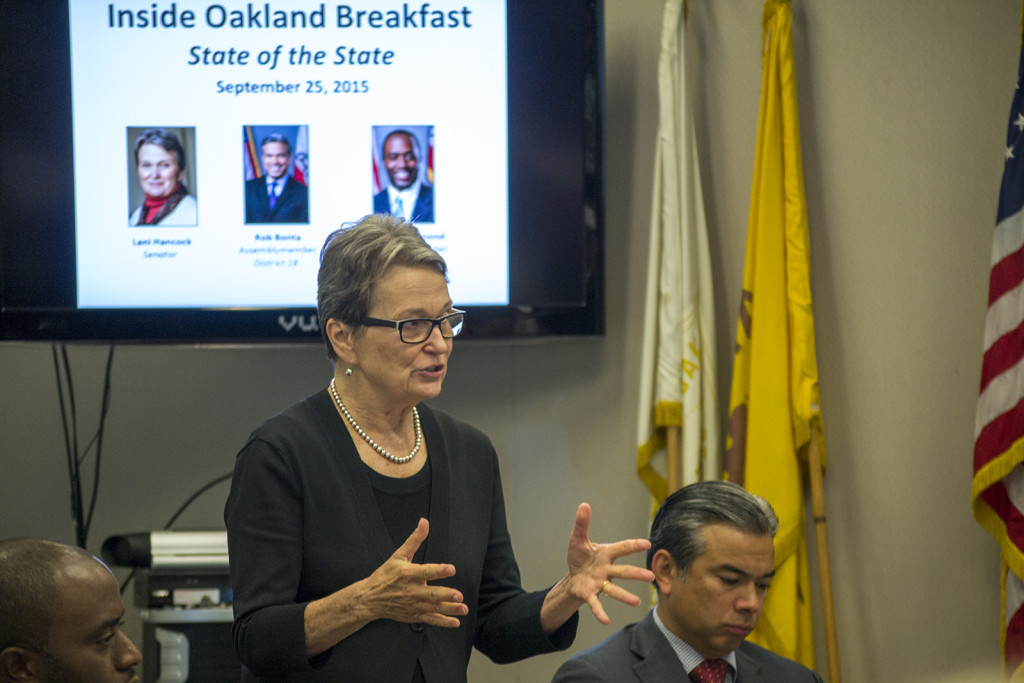 California State Senator Loni Hancock presents her work from the 2015 legislative session. Photo by Kyle Ludowitz.