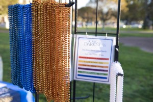 A photo of honor beads, which are color coded to signify each individual's experience with suicide -- from loss of a relative or friend to personal struggle -- and are offered to each walk participant.s