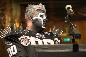 Joey "Maniac" Seimas told NFL executives that Raiders fans are like a family at Thursday's public hearing.