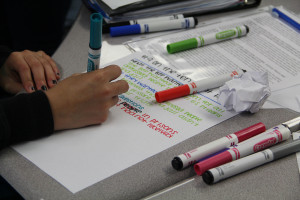 A Castlemont High School student works on an assignment for her ethnic studies class