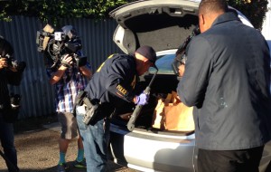 OPD officers served a search warrant for a residence on the block of Filbert Street in Oakland. (Photo courtesy of Oakland Police Department)