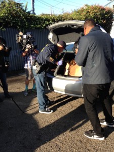 OPD officers served a search warrant for a residence on the block of Filbert Street in Oakland. (Photo courtesy of Oakland Police Department)