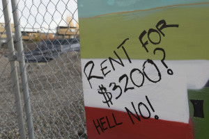 "Rent for 3200? Hell no!" reads one piece. Photo by Katherine Rose.