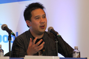 Andrew Chau, co-founder of Boba Guys speaks during the panel Friday. "We do our organic social media really well," Chau said. "We get people engaged."