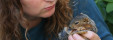 Lila Travis with one of the baby squirrels at her wildlife refuge.