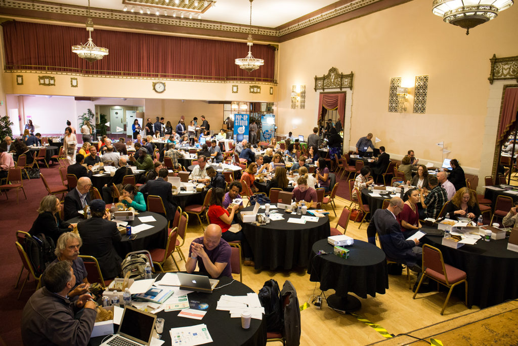 Educators and companies spoke with each other over lunch at the Silicon Valley Tech for Schools Summit. (Credit: Pablo de la Hoya)