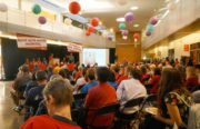 A crowd of CNA members, activists and legislators gather to discuss Sutter Health’s plan to close its Alta Bates Campus in Berkeley.