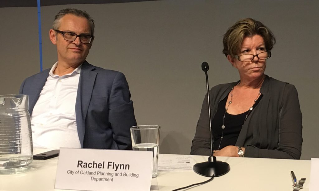 San Jose Planning Director Harry Freitas (left) and Rachel Flynn, who recently left her post as Oakland's planning director, at a policy round table hosted by SPUR on September 8.