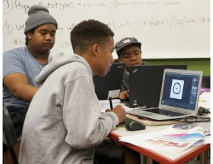The winning team, Beach Boys, develop a virtual reality application at WeAreCode VR Hackathon this weekend.