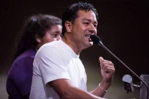 Ken Houston speaking at Oakland City Hall Council meeting about the illegal dumping in his neighborhood in Oakland. Photo by Khaled Sayed