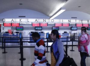 Visitors to the Oakland International Airport.