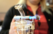 Dani Geen preps her quartz nail for dabbing, her method of taking cannabis for fibromyalgia and chronic pain.