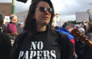 Jessica Escobar said she was marching to support undocumented friends and family members. Photo taken January 21, 2017 at the Oakland Women's March by Rachel Loyd.