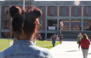 Evangelina Sanchez walks to class at Cal State East Bay.