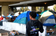 Rayetta Simon stood in front of her home--city's first temporarily sanctioned encampment in West Oakland.