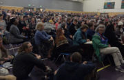Oakland's Town Hall meeting with Congresswoman Barbara Lee to address healthcare needs. Photo by Julia Vassey.