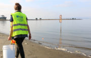 Stepping Out Stepping In intern Yeshe Salz at Middle Harbor Shoreline during this weekend's Creek to Bay Day.