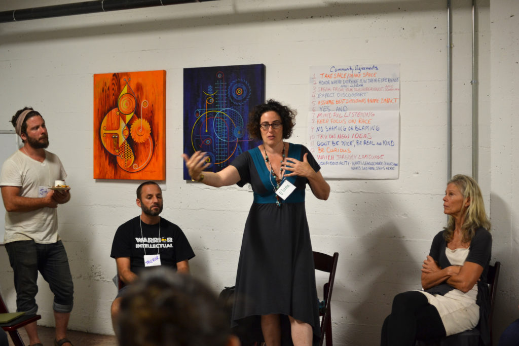 Elana Isaacs, co-founder of Beyond Separation, facilitates a workshop called “Beyond the Culture of Separation: Whiteness & the Embodiment of a New Story.”