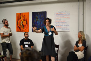 Elana Isaacs, co-founder of Beyond Separation, facilitates a workshop called “Beyond the Culture of Separation: Whiteness & the Embodiment of a New Story.”