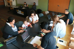 Irma Avila and her daughters Stefany and Carmen received two free hotspot devices at the event organized by OUSD as part of Sprint’s 1Million Project.