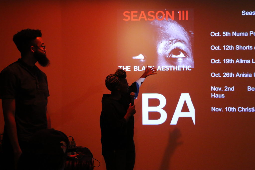 The Black Aesthetic collective members Jamal Betts and Zoe Samudzi present season three of their film series at Spirithaus Gallery in Oakland.