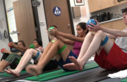Teens work out during a pilates class at Benioff Children's Hospital in Oakland.