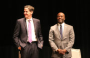 Marshall Tuck and Assemblyman Tony Thurmond (D-Richmond) at a candidate forum on Oakland on black student achievement. They are both running to be State Superintendent of Public Instruction for California.