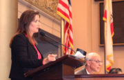 Oakland Mayor Libby Schaaf delivers a 20 minute State of the City address on Tuesday night. Photo by Ali DeFazio