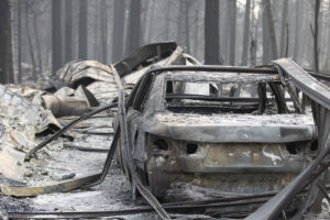 Skeletal remains of scorched vehicles were abundant in Paradise after the fire.