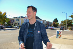 Matthew Scheatzle, voter. “I think it absolutely sucks that it’s on a Tuesday” since many people need to go to work. I actually think it’s criminal.” Photo by Annie Berman.