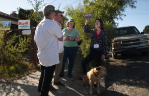 District 4 candidate Nayeli Maxson (right) and her campaign manager, Toni Gomez, are joined by Maxson’s parents for last-minute canvassing. Maxson’s mother, Nancy Mullane, said after spending her career as a journalist being unable to publicly endorse candidates, she’s enjoyed supporting her daughter in a “great race.” Photo by Sarah Trent.