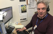 Michael Harank is at work at the Lifelong Medical Care clinic in Berkeley.