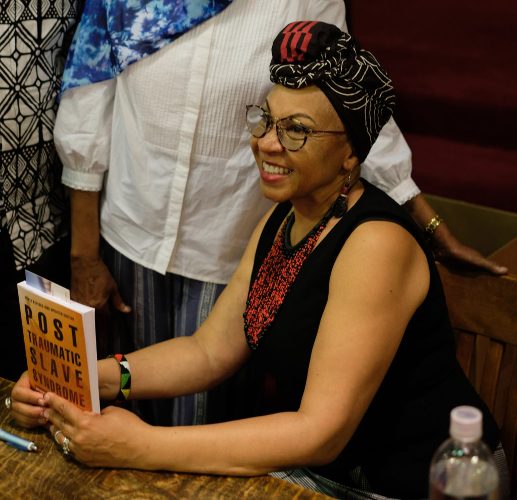 Dr. Joy DeGruy, a researcher, educator, and speaker on race, historical trauma, and violence, held a talk at First Congregational Church in Downtown Oakland on Friday.