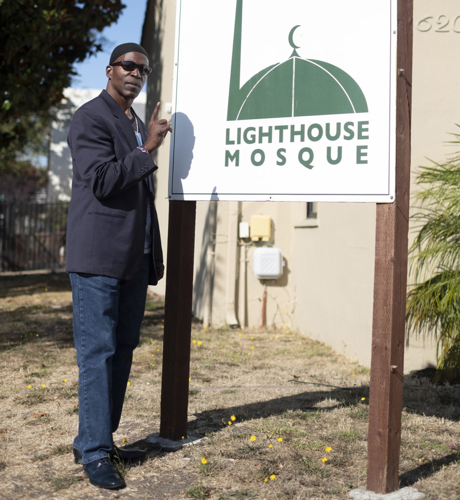 Darrel "Sadiq" Davis, the subject of the documentary "The Honest Struggle", stands outside the Lighthouse Mosque in Oakland on Saturday prior to the film's screening.