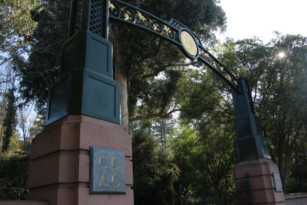 An arch welcomes visitors to the Oakland campus of the California College of the Arts via Broadway Ave. Photo by Michelle Pitcher.