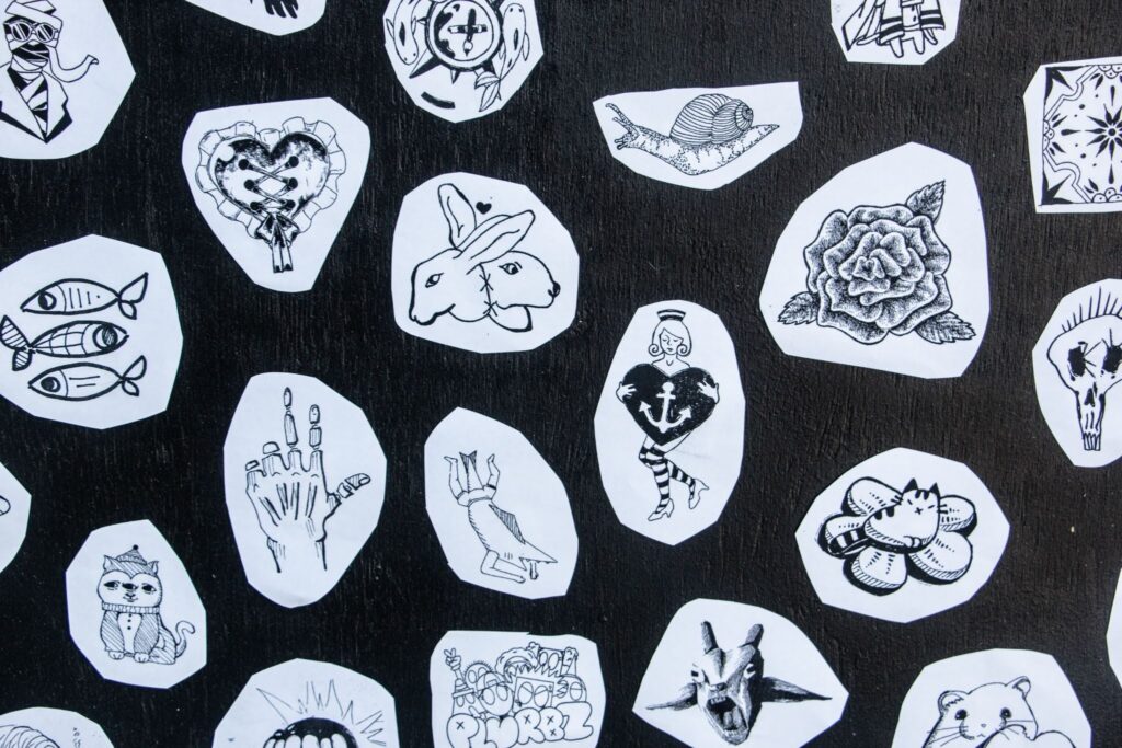 A close-up of OSA high school students’ flash tattoo designs (All photos by Mary Mijares)